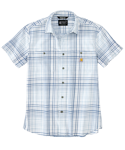 Carhartt Men's Rugged Flex Plaid Short Sleeve Shirt - Fog Blue at Dave's New York