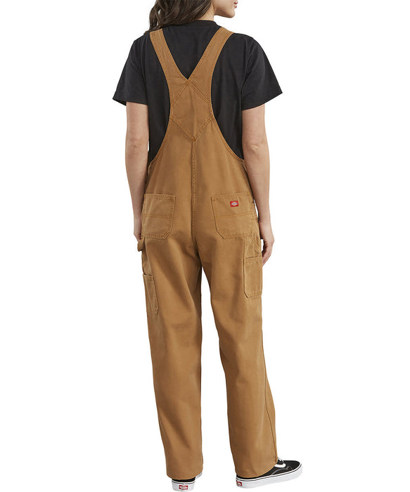 Dickies Women's Relaxed Fit Bib Overalls - Rinsed Brown Duck at Dave's New York
