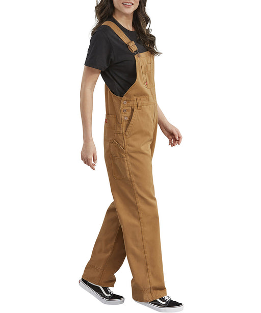 Dickies Women's Relaxed Fit Bib Overalls - Rinsed Brown Duck at Dave's New York
