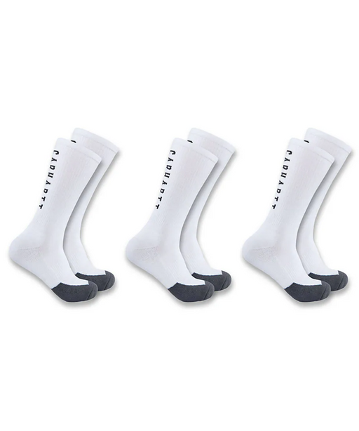 Carhartt Force Midweight Logo Crew Socks 3-Pack - White at Dave's New York