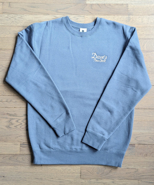 Dave's New York Vintage Logo Embroidered Crew Neck Sweatshirt - Storm Blue