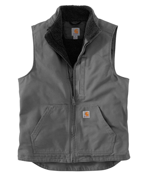 Carhartt Washed Duck Sherpa-Lined Mock Neck Vest in Gravel at Dave's New York