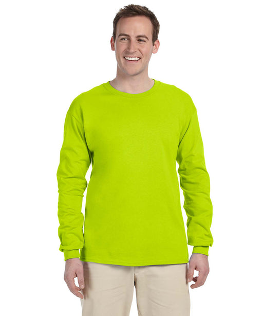 Gildan G240 Long Sleeve Ultra Cotton T-Shirt in Safety Yellow Hi-Vis at Dave's New York
