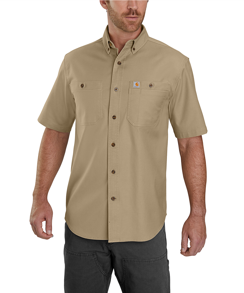 Carhartt Men's Rugged Flex Rigby Short Sleeve Work Shirt - Dark Khaki at Dave's New York