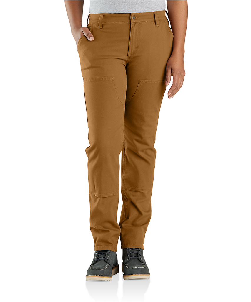 Carhartt Women's Straight Fit Twill Double Front Pant, Size: 10 Tall, Brown