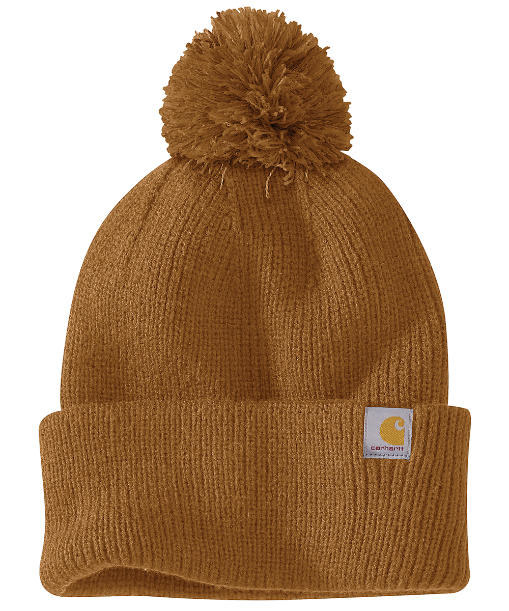 Carhartt Knit Pom Pom Cuffed Beanie Carhartt Brown — Dave's New York