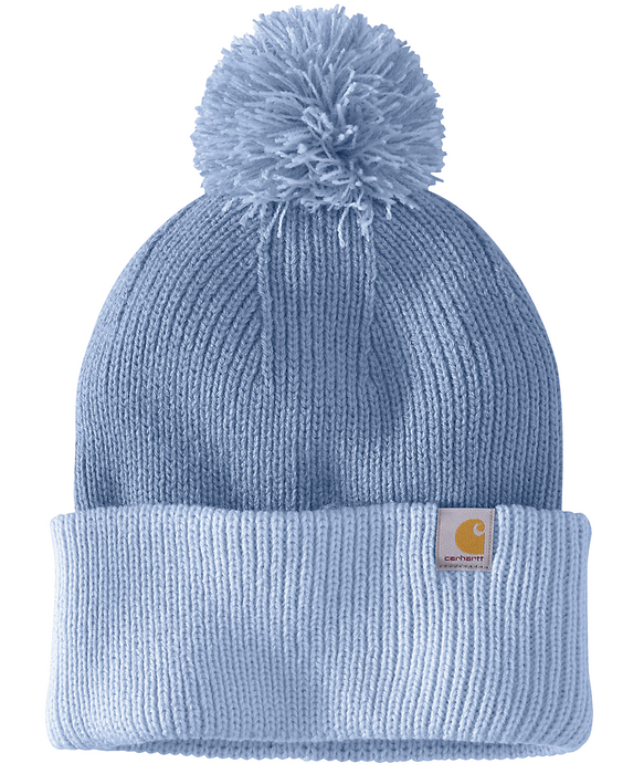 Carhartt Knit Pom Pom Cuffed Beanie - Skystone — Dave's New York