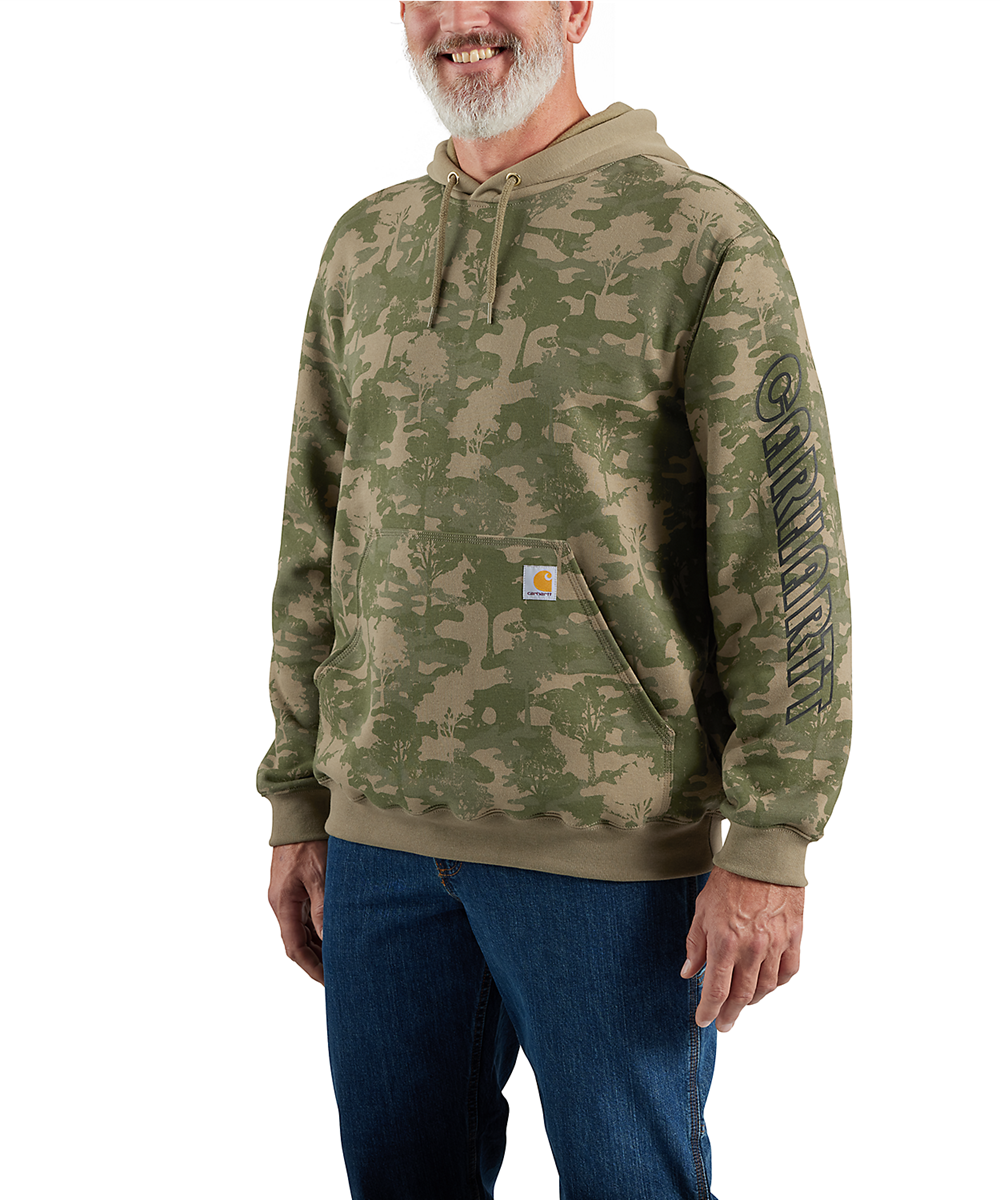 Carhartt Men s Camo Logo Hooded Sweatshirt Burnt Olive Tree Camo
