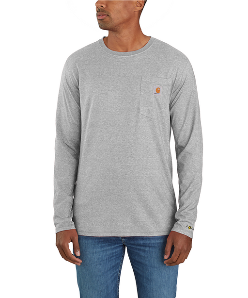 Carhartt Men's Force Long Sleeve Pocket T-shirt - Heather Grey at Dave's New York