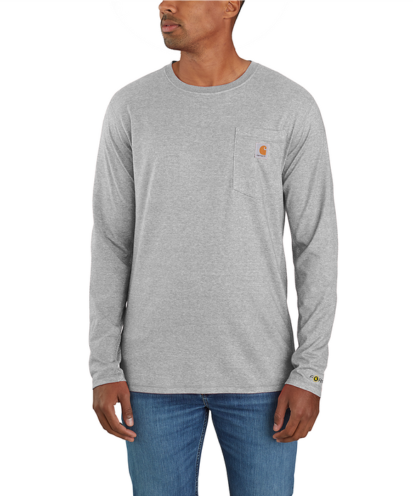 Carhartt Men s Force Long Sleeve Pocket T shirt Heather Grey Dave s New York