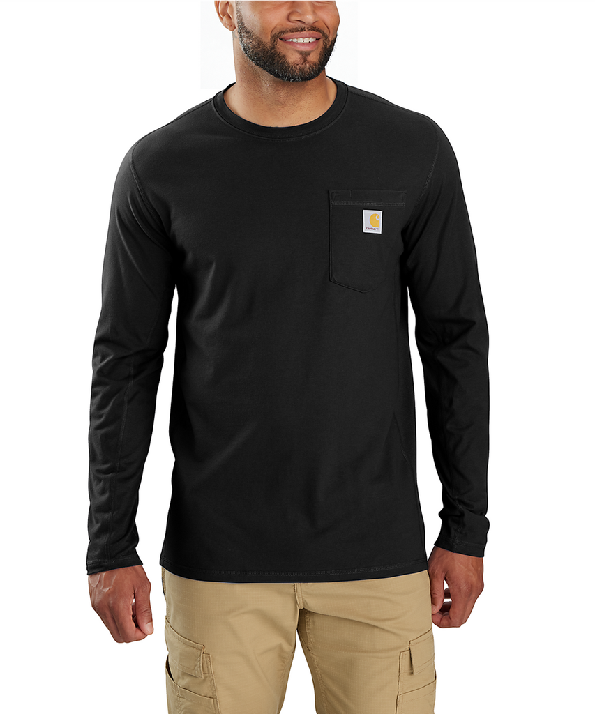 Carhartt Men's Force Long Sleeve Pocket T-shirt - Black — Dave's