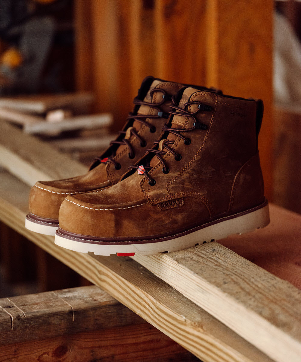 BRUNT Marin Soft Toe Waterproof Work Boots - Brown at Dave's New York