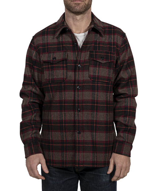 Schott NYC Men’s Plaid CPO Wool Shirt - Brown at Dave's New York