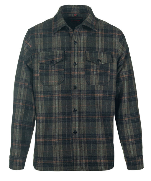 Schott NYC Men’s Plaid CPO Wool Shirt - Olive at Dave's New York