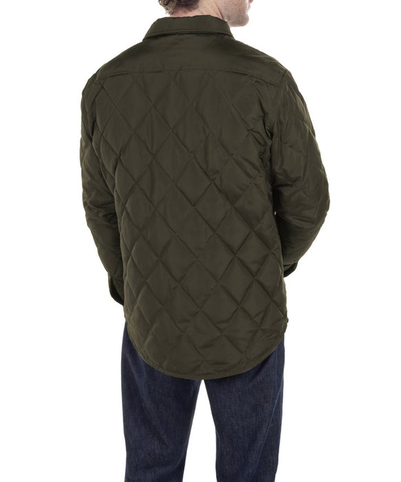 Schott NYC Down-filled Quilted Shirt Jacket - Olive at Dave's New York