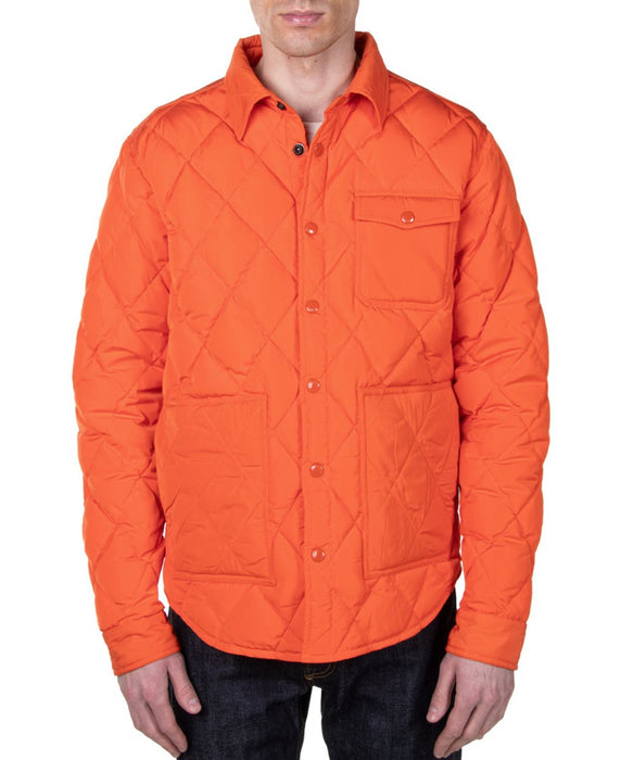 Schott NYC Down-filled Quilted Shirt Jacket - Orange — Dave's New York