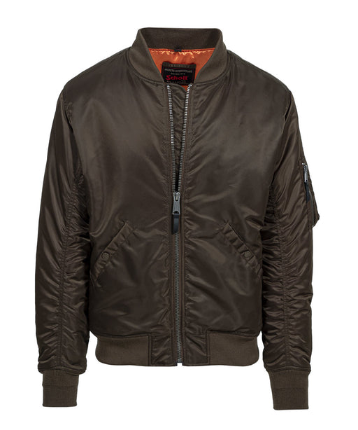 Schott NYC Men's Nylon Flight Jacket - Brown at Dave's New York