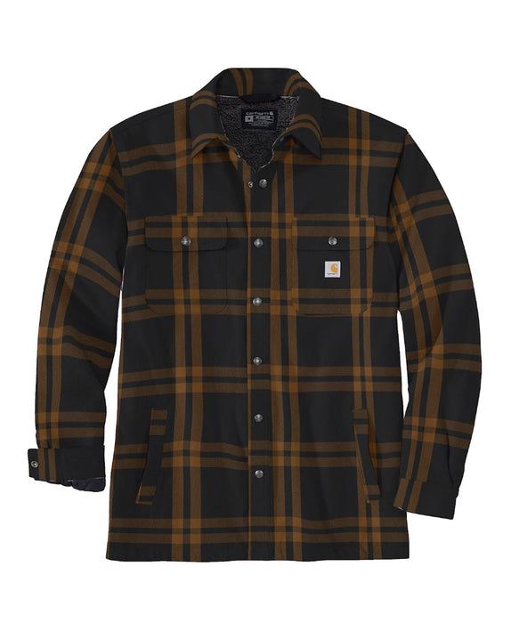 Carhartt Men's Sherpa-Lined Flannel Shirt Jacket - Black at Dave's New York