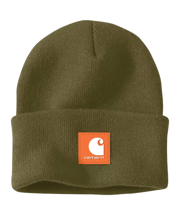 Carhartt Rubber Patch Knit Beanie - Dark Bronzed Green at Dave's New York