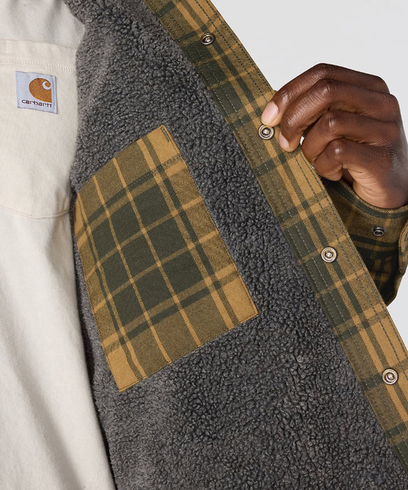 Carhartt Men's Hubbard Sherpa Lined Flannel Shirt Jac - Night Fatigue at Dave's New York