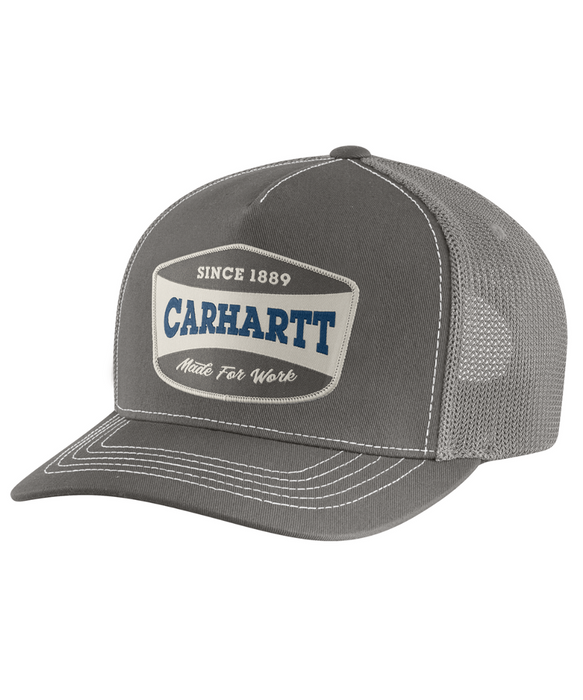 Carhartt Mesh Back Patch Cap - Mud Grey at Dave's New York