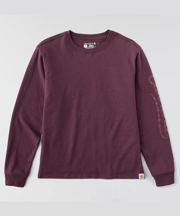 Carhartt Women's Irvine Long Sleeve Logo T-shirt - Deep Cherrywood at Dave's New York
