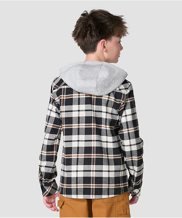Carhartt Kids Flannel Button-Front Hooded Shirt - Caviar Black at Dave's New York