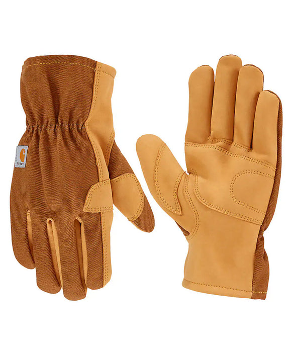 Carhartt Duck/Synthetic Leather Open Cuff Gloves - Carhartt Brown at Dave's New York