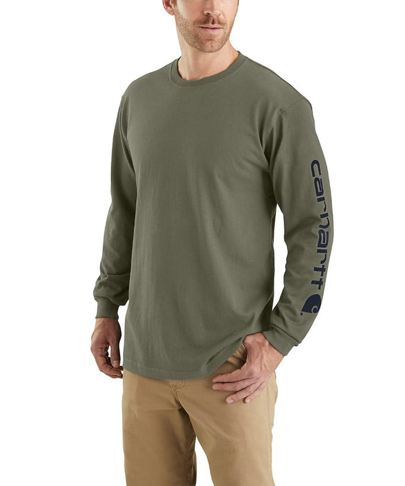 Carhartt Signature Sleeve Logo Long-Sleeve T-Shirt - Dark Olive at Dave's New York