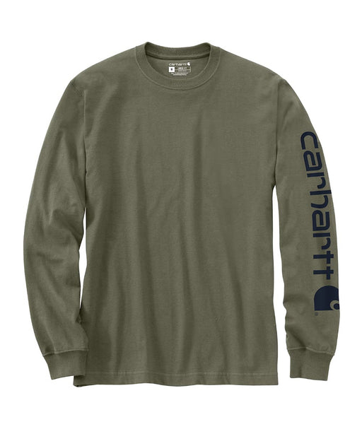 Carhartt Signature Sleeve Logo Long-Sleeve T-Shirt - Dark Olive at Dave's New York