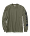 Carhartt Signature Sleeve Logo Long-Sleeve T-Shirt - Dark Olive at Dave's New York