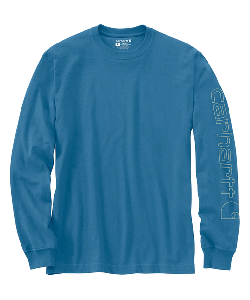 Carhartt Signature Sleeve Logo Long-Sleeve T-Shirt - Horizon Blue Heather at Dave's New York