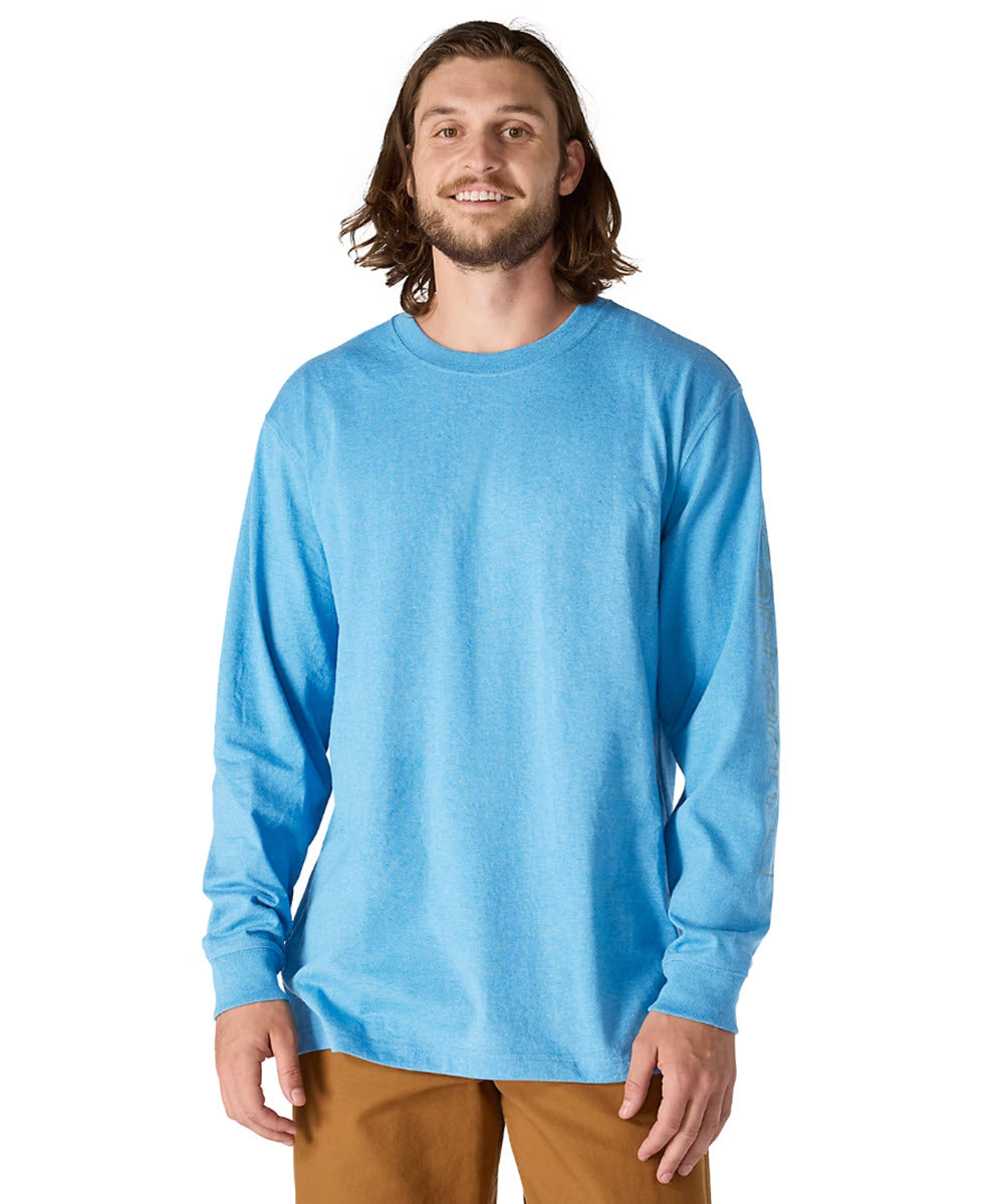 Carhartt Signature Sleeve Logo Long-Sleeve T-Shirt - Tranquil Blue