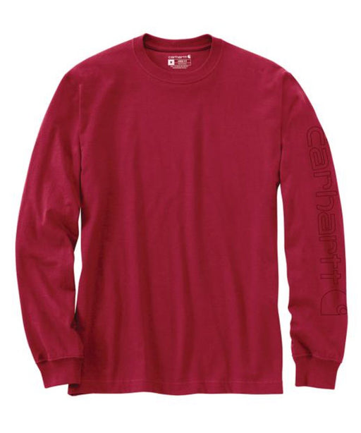 Carhartt Signature Sleeve Logo Long-Sleeve T-Shirt - Industry Red at Dave's New York