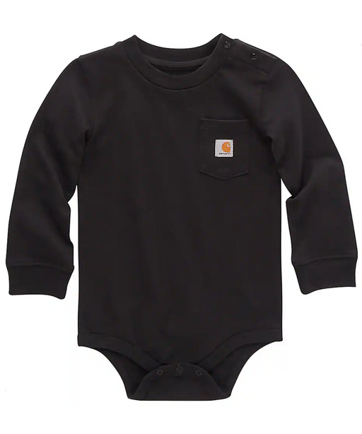Carhartt Kids Long Sleeve Pocket Infant Onesie Bodysuit - Black at Dave's New York