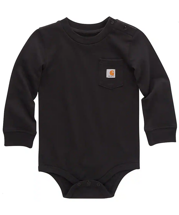 Carhartt Kids Long Sleeve Pocket Infant Onesie Bodysuit - Black at Dave's New York