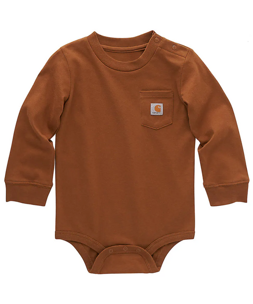Carhartt Kids Long Sleeve Infant Onesie Bodysuit - Carhartt Brown at Dave's New York