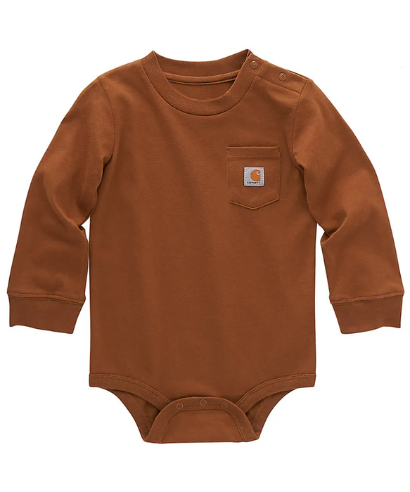 Carhartt Kids Long Sleeve Infant Onesie Bodysuit - Carhartt Brown at Dave's New York