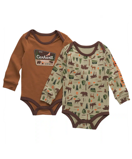 Carhartt Kids 2-piece Long Sleeve Onesies Infant Onesies - Carhartt Brown at Dave's New York