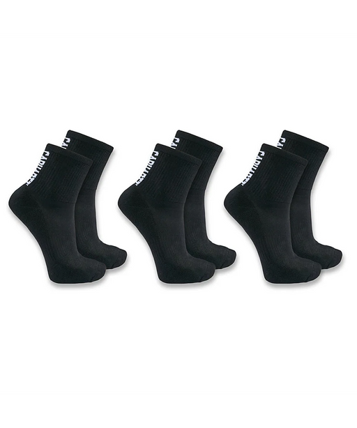 Carhartt Men's Force® Midweight Logo Short Crew Sock 3-Pack - Black at Dave's New York