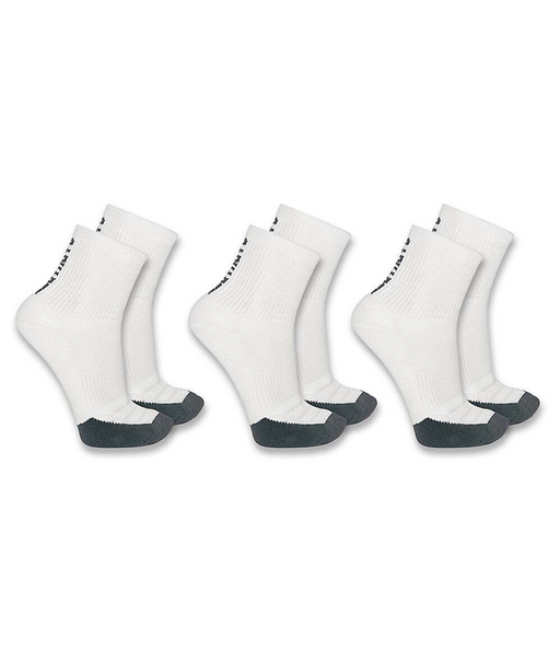 Carhartt Men's Force® Midweight Logo Short Crew Sock 3-Pack - White at Dave's New York