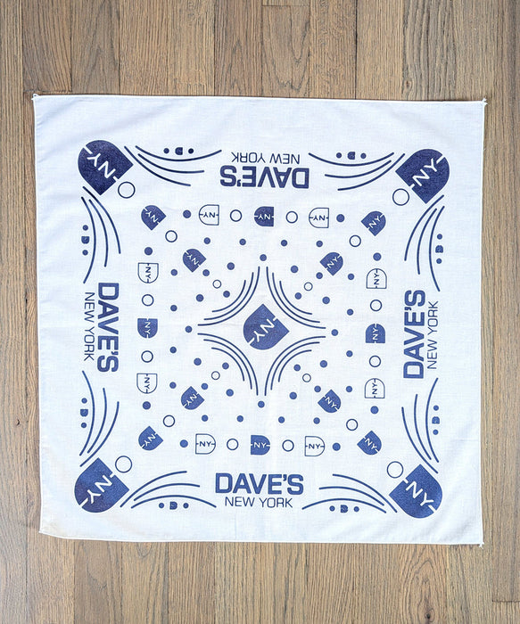 Dave's New York DNY Logo Bandana - White