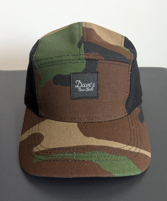 Dave's New York Vintage Logo 5-Panel Cap - Woodland Camo/Black