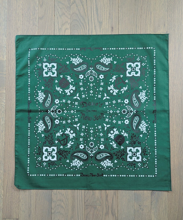Dave's New York Logo Bandana - Forest Green