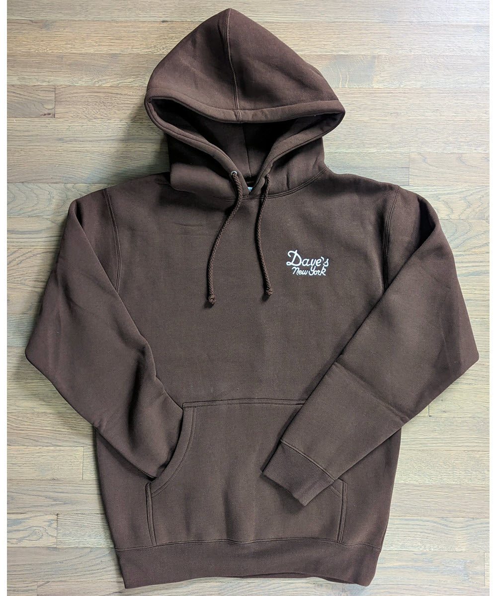 Dave's New York Vintage Logo Hooded Sweatshirt - Dark Brown