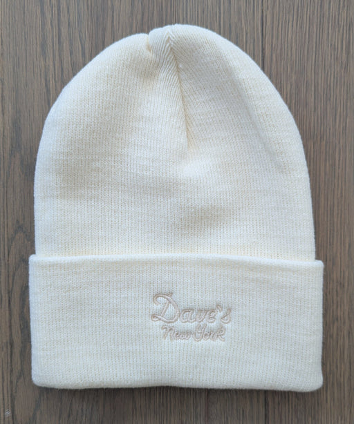 Dave's New York Embroidered Vintage Logo Beanie - Natural