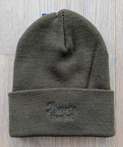 Dave's New York Embroidered Vintage Logo Beanie - Olive Drab