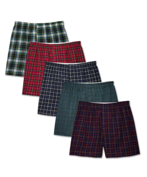 Fruit of the Loom Men's Plaid Boxers - 5-pack, Assorted Colors at Dave's New York