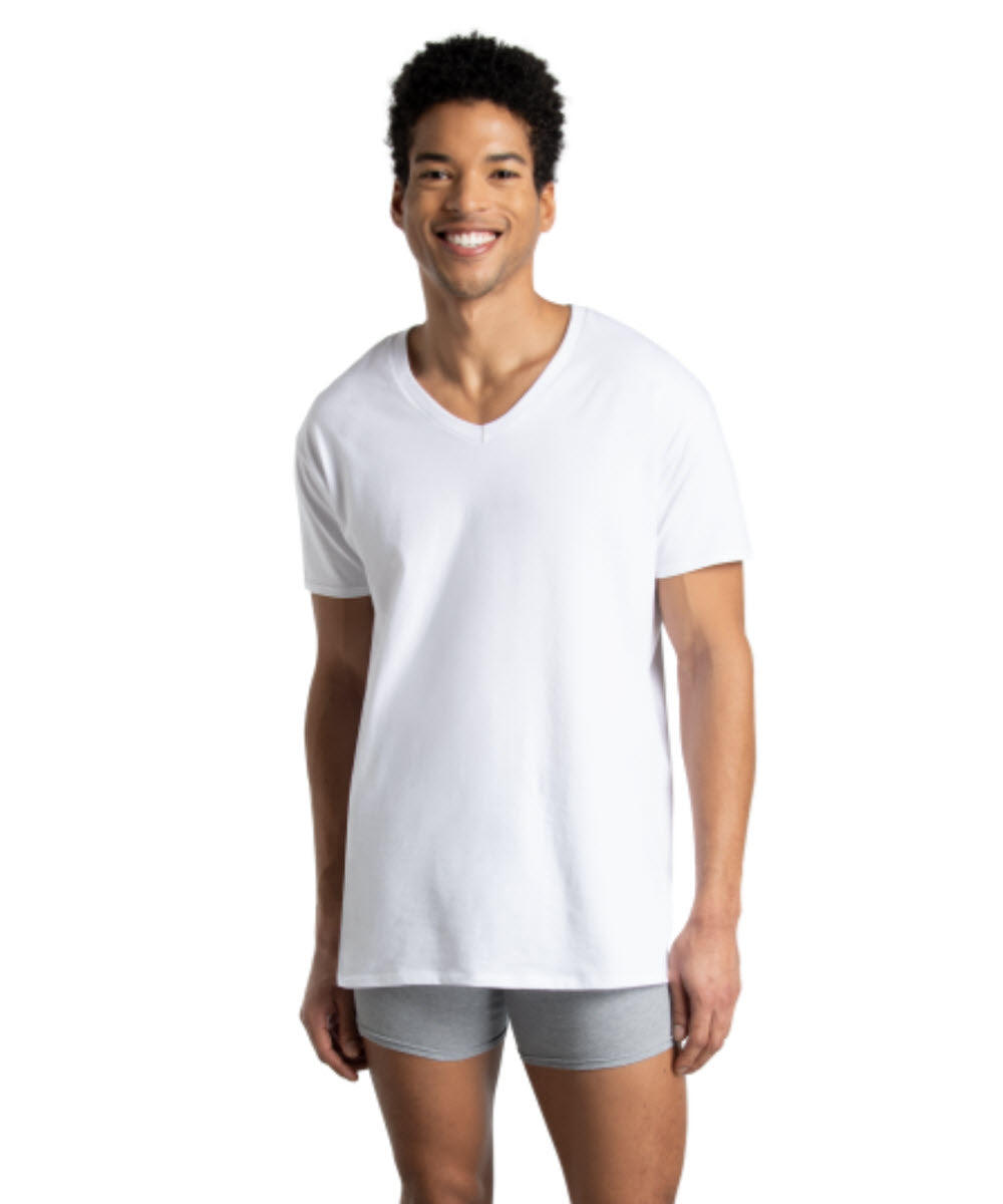 Fruit of the Loom Men's V-neck T-shirt - 3-pack, White — Dave's New York