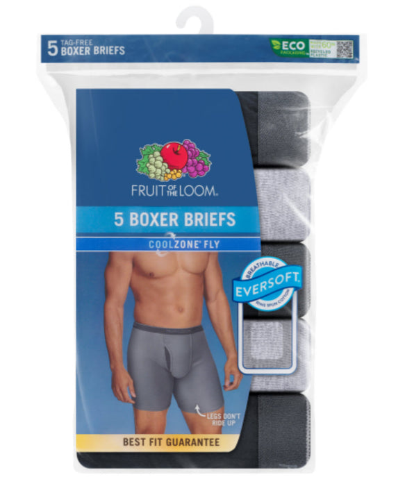 Fruit of the Loom Men's Eversoft Boxer Briefs - 5-Pack, Black & Grey —  Dave's New York
